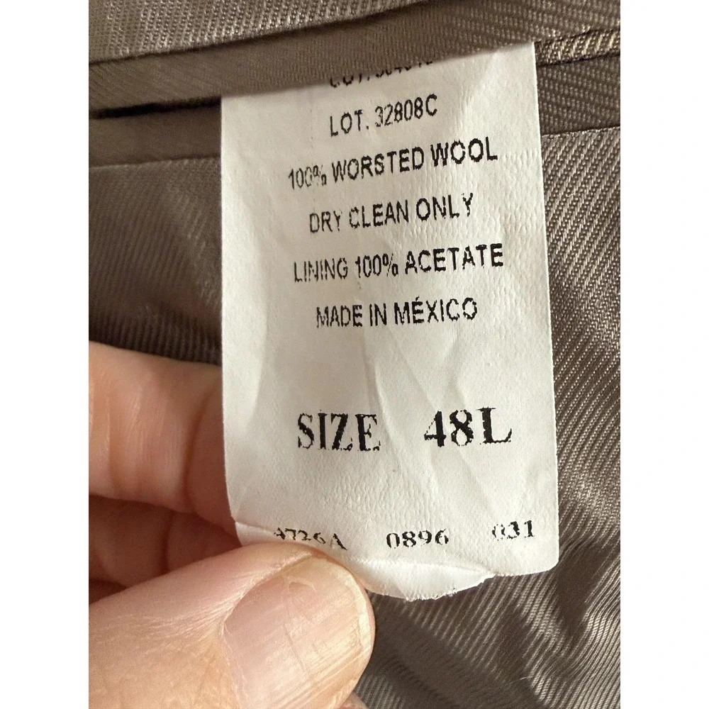 Gianfranco Ruffini Manzini Suit Mens 48L 44x32 Brown Wool‎ 2 Piece Jacket Pants